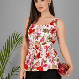 Kinjo Floral Print Crepe Top-image-57