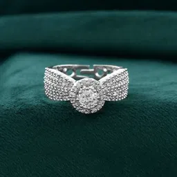Voylla Rhodium-Plated Sparkling Elegance Infinite Glow Solitaire American Diamond Ring-1