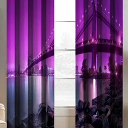 BELLA TRUE Purple & Black 2 Pieces Abstract Printed Long Door Curtains-picture-7