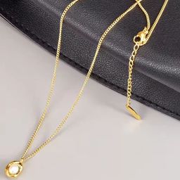 MEENAZ Gold-Plated Stainless Steel Pearls Pendants with Chains-17