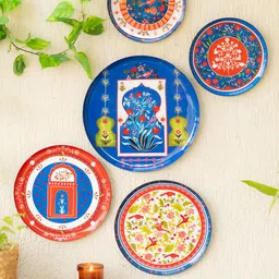 Ritualistic 5-Pcs Blue& Red Printed Wall HangingPlates-17