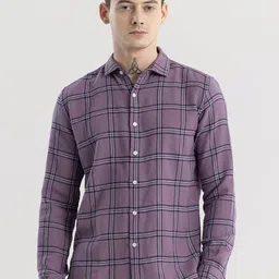Snitch Men Classic Slim Fit Opaque Checked Casual Shirt-image-96