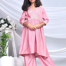 BAESD Girls Ethnic Motifs Embroidered Pleated Sequinned Kurta with Palazzos & With Dupatta-picture-15