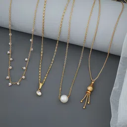 BHUMI09 Brass Gold-Plated Necklace pack of 4-49