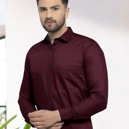 Moda Rapido Men Standard Fit Spread Collar Solid Cotton Formal Shirt-image-87