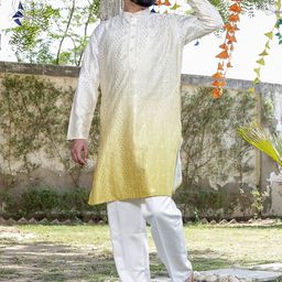 Stuffie Land Men Embroidered Regular Sequinned Dupion Silk Kurta with Pyjamas image 5