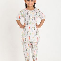 Maaesa Girls Tropical Printed Round Neck Kurta With Dhoti Pants-picture-19