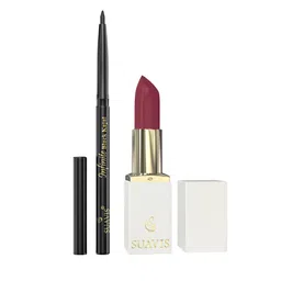 SUAVIS Set Of 2 Long Lasting Lipstick - Sugar Plum - 113 & Kajal Black - 401-35
