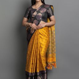 KALINI Ethnic Motifs Zari Woven Ikat Saree-image-66
