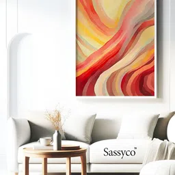 Sassyco Multicoloured & Yellow Canvas Abstract Wall Paintings-image-98