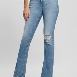 GUESS Women Bootcut Mildly Distressed Light Fade Jeans-image-84