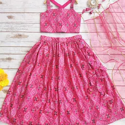 LABEL KANUPRIYA Girls Printed Ready to Wear Lehenga & Blouse With Dupatta-image-66