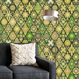 ArtzFolio Printed UV-Resistant Anti-Bacterial Green Ornate Mandalas Peel & Stick Wallpaper-image-40