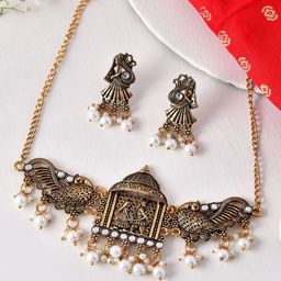 Anouk Gold-Plated Stone Studded & Beaded Jewellery Set-57