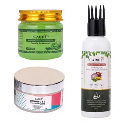 CARET ORGANIC Set Of 3 Aloevera Gel - 100 g & Daily Radiance Cream-50 g & Hair Oil -100 ml-15