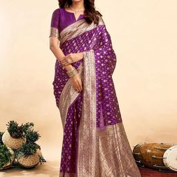 SHOP DROP Ethnic Motifs Zari Pure Silk Banarasi Saree-picture-54