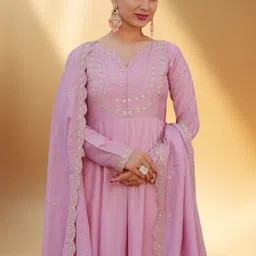 KHANJAN FASHION Women Ethnic Motifs Embroidered Empire Sequinned Kurta with Trousers & With Dupatta-picture-0