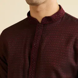 Manyavar Men Printed Regular Sequinned Kurta with Pyjamas image 2