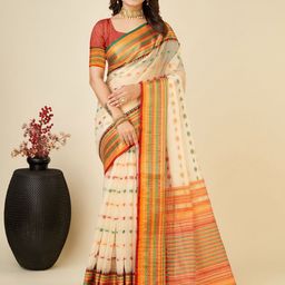 VEDANT VASTRAM Floral Woven Design Zari Silk Saree With Unstitched Blouse Piece-image-62
