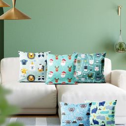 ArtzFolio Multicoloured Set of 5 Square Cushion Covers-23