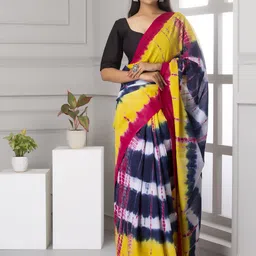 Craft Musium Tie and Dye Dyed Pure Cotton Block Print Saree-picture-5