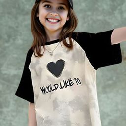 FOREVER FRIDAY Girls Typography Round Neck Raglan Sleeves Cotton Oversized T-shirt-picture-32