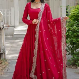 JATRIQQ Women Embroidered Sequins Ethnic Dress With Dupatta-picture-15