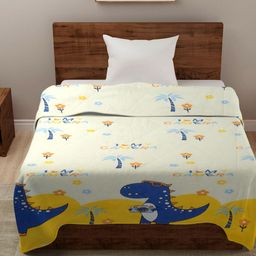 HOSTA HOMES Yellow Cartoon Printed Reversible AC Room 210 GSM Single Bed Comforter-46