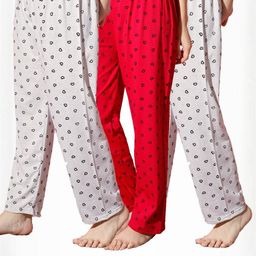 Pack of 3 Women Heart Printed Cotton Comfortable Pyjama/Lounge Pants-picture-34