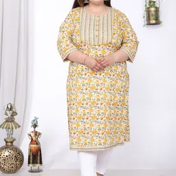 Swasti Plus Size Floral Printed Cotton Straight Kurta-picture-4