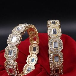 Anouk Set Of 2 Gold-Plated Kundan-Studded Bangles-image-88