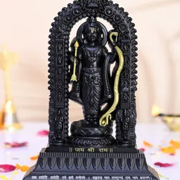 CRAFTAM Black and Gold-Toned Shree Ram Lalla MurtiMetal Religious Idol Showpiece-image-89
