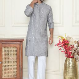 Jompers Men Embroidered Regular Mirror Work Kurta with Pyjamas-0