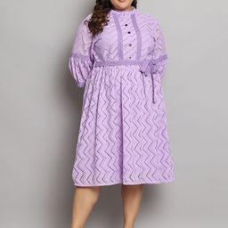Tulsattva Puff Sleeve Fit & Flare Midi Dress-image-60