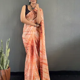 HERE&NOW Tie and Dye Pure Georgette Ready to Wear Saree-image-60
