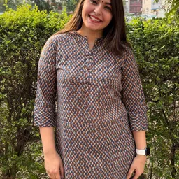 Sanskritam Geometric Printed Mandarin Collar Pure Cotton Kurti-image-41