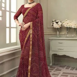THE FASHION ATTIRE TIARAA Geometric Print Bandhani Chiffon Saree-picture-14