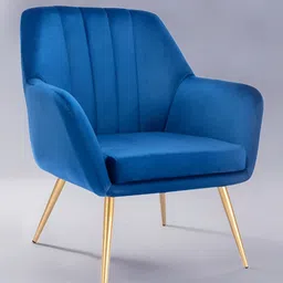 nestroots Blue & Gold Toned Sumptuous Barrel Velvet Lounge Chair-image-23