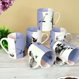 FABINALIV Purple & White Printed Ceramic Matte Mugs Set of Cups and Mugs-13