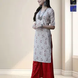 HERE&NOW Women Ethnic Motifs Printed Crepe Kurta Pack of 3-image-24