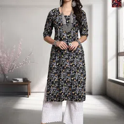 HERE&NOW Selection Of 2 Floral Printed Round Neck Straight Kurta-picture-29
