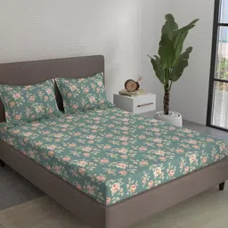 STELLAR HOME Marigold Plus Teal & Pink Printed 104 TC King Bedsheet Set 2.74 m x 2.74 m-picture-21