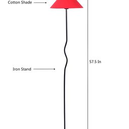 Devansh Red & Black Frustum Floor Lamp With Shade image 2