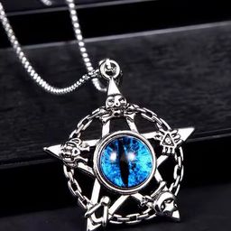 Krelin Men Silver-Plated Stainless Steel Stone Studded Evil Eye Pendant With Chain-image-92