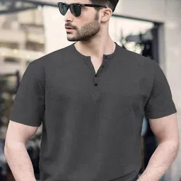 TRIPR Men Henley Neck Raw Edge T-shirt-image-10