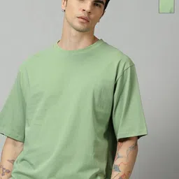 GLOWBERRY Men Solid Oversized Regular T-shirt-picture-39
