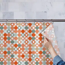 ArtzFolio White & Blue Geometric Printed Waterproof Shower Curtain-image-80