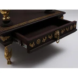 Exotic India Brown Wooden Temple With Drawer-image-22