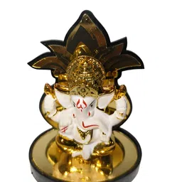 Rare Planet White & Gold-Toned Lord Ganpati Religious Idol Showpiece-image-93