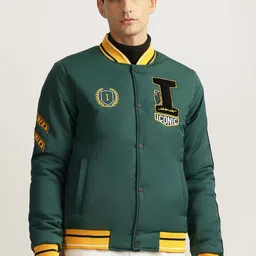 Iconic Men Geometric Bomber with Embroidered Jacket-picture-11